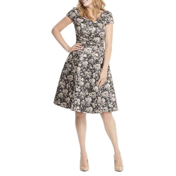 Gal Meets Glam Women’s Size 2 Elle Brightex Duchess Satin Fit & Flare Dress - Picture 1 of 9